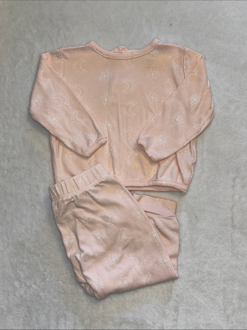RABBIT MOON ORGANICS Pink Moon & Stars Pajama Set - Soft Long Sleeve Top & Pants